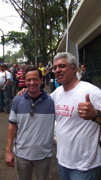O presidente do Sindespe, Antônio Pereira Ramos e o deputado Major Olimpio