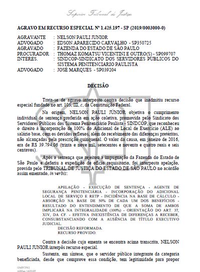 sentença reconhecida ale-1