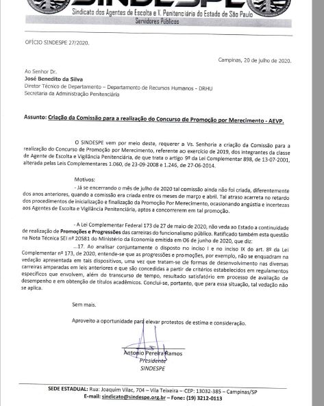 ofício da promoção (AEVP)