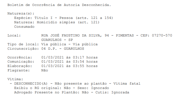 agente assassinado.boletim ocorrencia